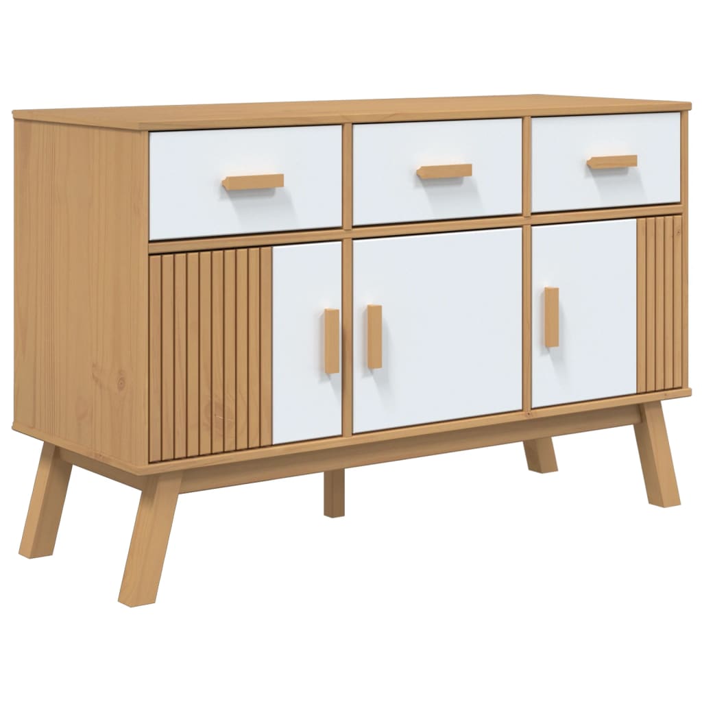Credenza OLDEN Bianca e Marrone 114x43x73,5 cm Massello di Pinocod mxl 114576