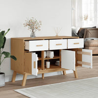 Credenza OLDEN Bianca e Marrone 114x43x73,5 cm Massello di Pino 358605