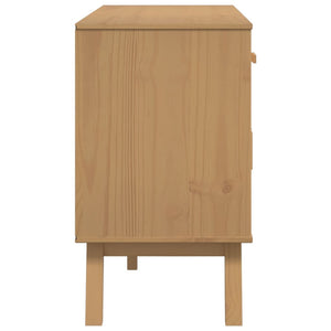 Credenza OLDEN Bianca e Marrone 114x43x73,5 cm Massello di Pino 358605