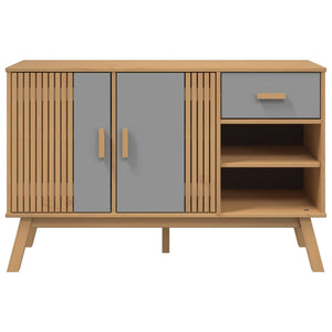 Credenza OLDEN Grigia e Marrone 114x43x73,5 cm Massello di Pino 358607