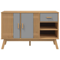 Credenza OLDEN Grigia e Marrone 114x43x73,5 cm Massello di Pino 358607
