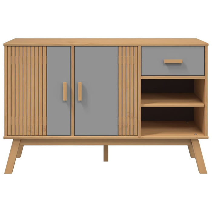 Credenza OLDEN Grigia e Marrone 114x43x73,5 cm Massello di Pino 358607