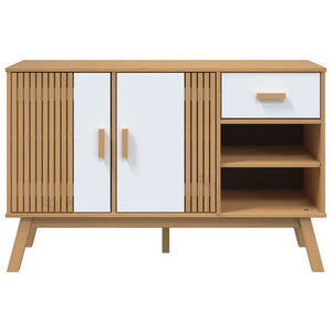 Credenza OLDEN Bianca e Marrone 114x43x73,5 cm Massello di Pino 358608