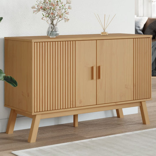Credenza-Buffet-Armadio da cucina OLDEN Marrone 114x43x73,5 cm in Legno Massello di Pino 159816