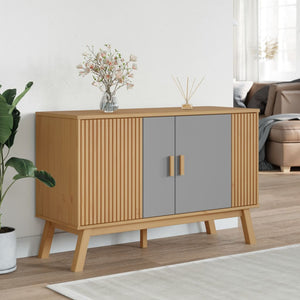 Credenza OLDEN Grigia e Marrone 114x43x73,5 cm Massello di Pinocod mxl 90616