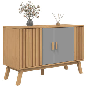 Credenza-Buffet-Armadio da cucina OLDEN Grigia e Marrone 114x43x73,5 cm Massello di Pino 358466