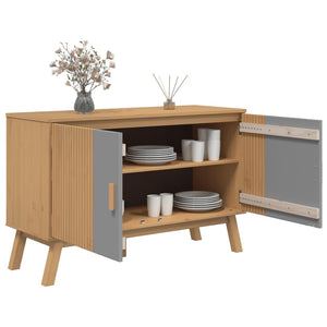 Credenza-Buffet-Armadio da cucina OLDEN Grigia e Marrone 114x43x73,5 cm Massello di Pino 358466