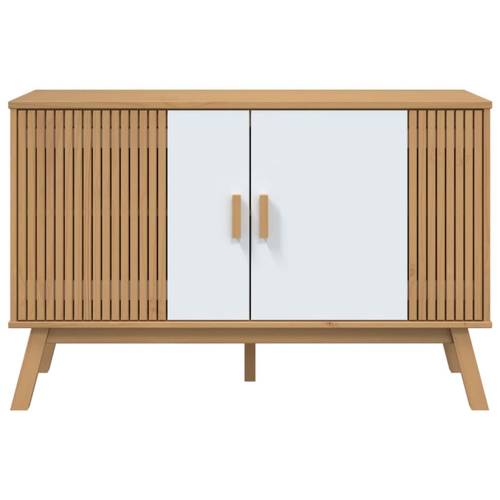 Credenza-Buffet-Armadio da cucina OLDEN Bianca e Marrone 114x43x73,5 cm Massello di Pino