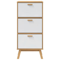 Scarpiera OLDEN Bianca Marrone 55x35x120 cm Legno Massello Pino 358620