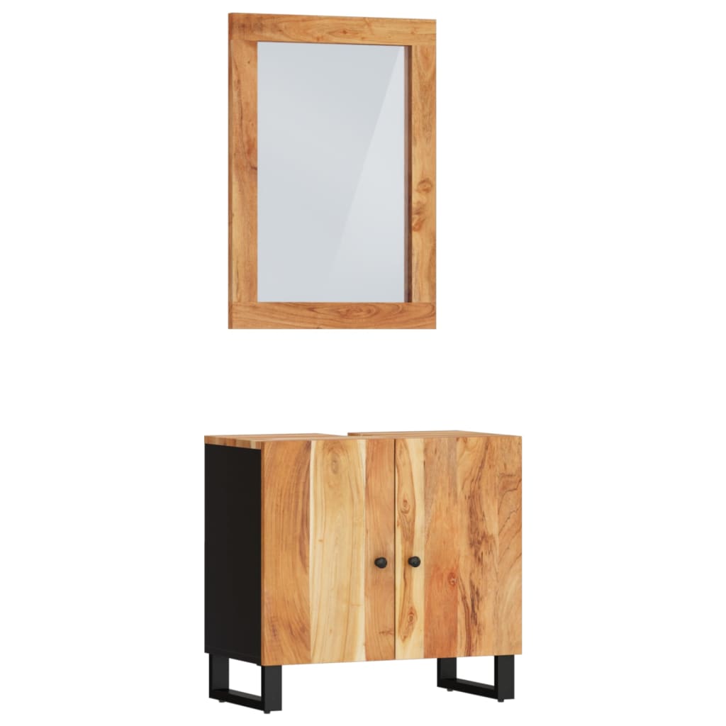 vidaXL Set Mobili da Bagno 2pz in Legno Massello di Acacia