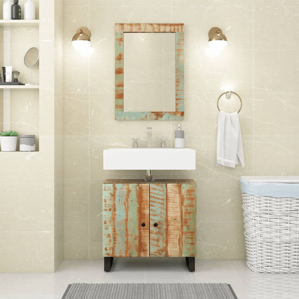 vidaXL Set Mobili da Bagno 2 pz in Legno Massello di Recupero