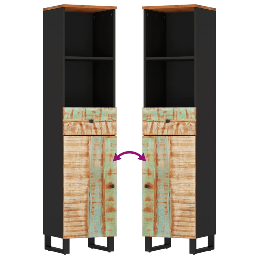 vidaXL Set Mobili da Bagno 3 pz in Legno Massello di Recupero