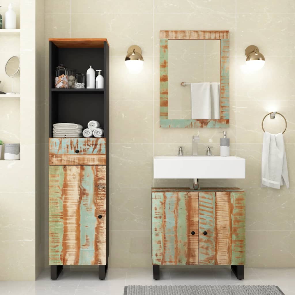 vidaXL Set Mobili da Bagno 3 pz in Legno Massello di Recupero