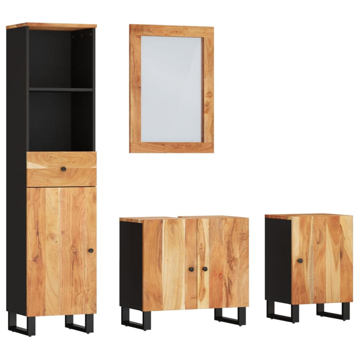 vidaXL Set Mobili da Bagno 4 pz in Legno Massello di Acacia