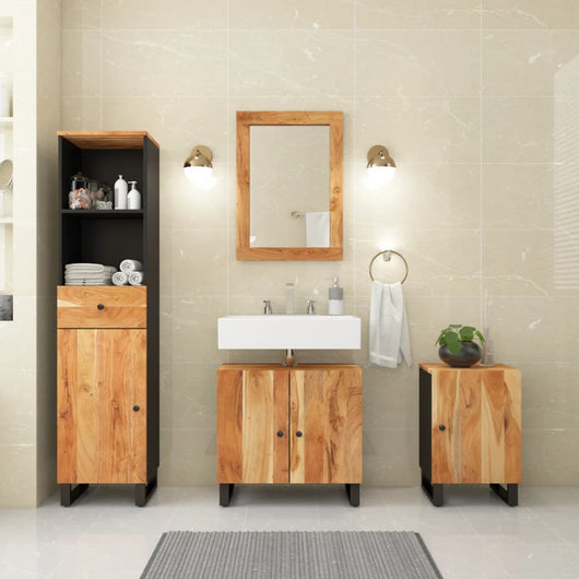 vidaXL Set Mobili da Bagno 4 pz in Legno Massello di Acacia