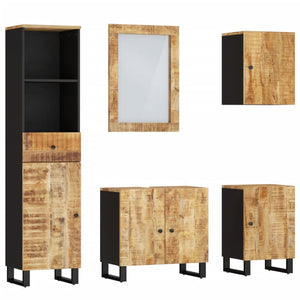 vidaXL Set Mobili da Bagno 5 pz in Legno Massello di Mango