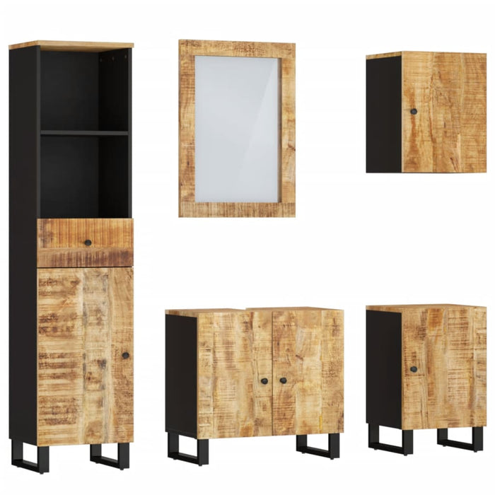 vidaXL Set Mobili da Bagno 5 pz in Legno Massello di Mango