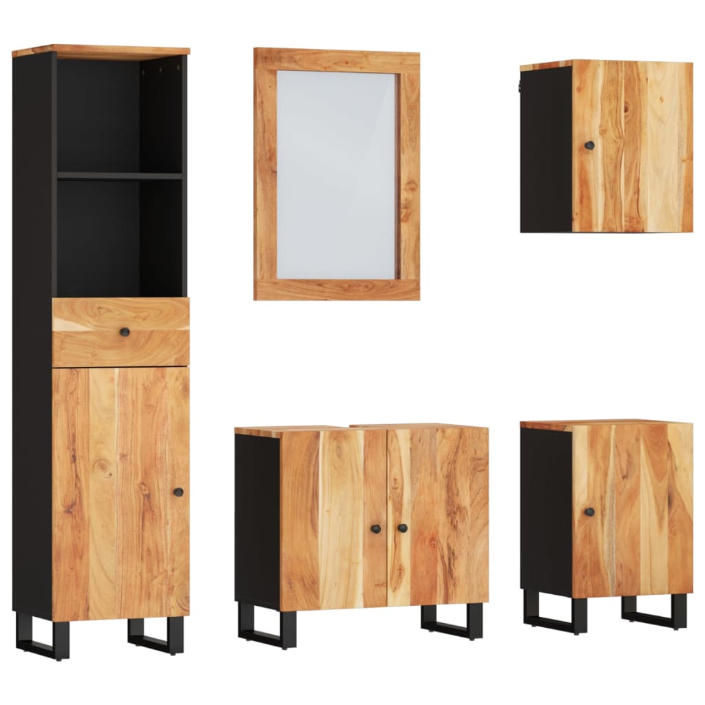 Set Mobili da Bagno 5 pz in Legno Massello di Acacia 3200646
