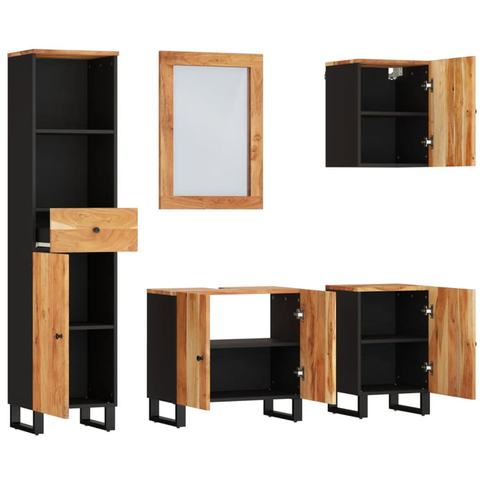 vidaXL Set Mobili da Bagno 5 pz in Legno Massello di Acacia