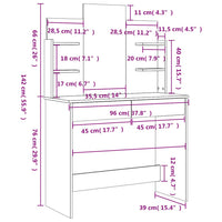 Toeletta con Specchio Bianco 96x39x142 cm 837574