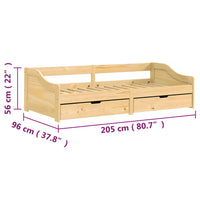 Dormeuse 2 Cassetti 90x200 cm Legno Massello Pino IRUN 3185209