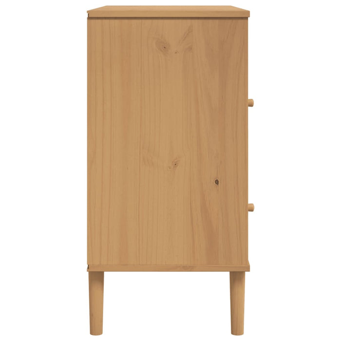 Credenza SENJA Aspetto Rattan Marrone 80x40x80 cm Massello Pino 358019