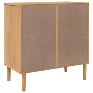 Credenza SENJA Aspetto Rattan Marrone 80x40x80 cm Massello Pino 358019