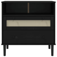 Credenza SENJA Aspetto Rattan Nero 80x40x80 cm Massello Pino 358021
