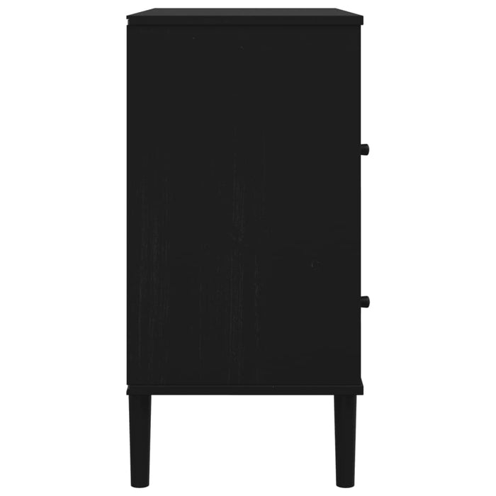 Credenza SENJA Aspetto Rattan Nero 80x40x80 cm Massello Pino 358021
