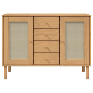 Credenza SENJA Aspetto Rattan 112x40x80 cm Legno Massello Pino 358025