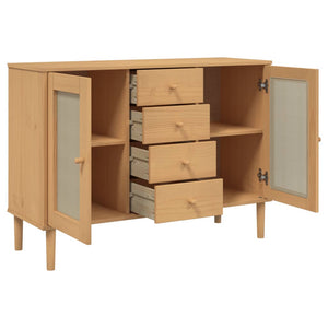 Credenza SENJA Aspetto Rattan 112x40x80 cm Legno Massello Pino 358025