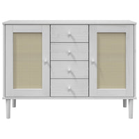 Credenza SENJA Aspetto Rattan Bianco 112x40x80 cm Massello Pino 358026