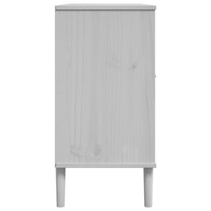 Credenza SENJA Aspetto Rattan Bianco 112x40x80 cm Massello Pino 358026