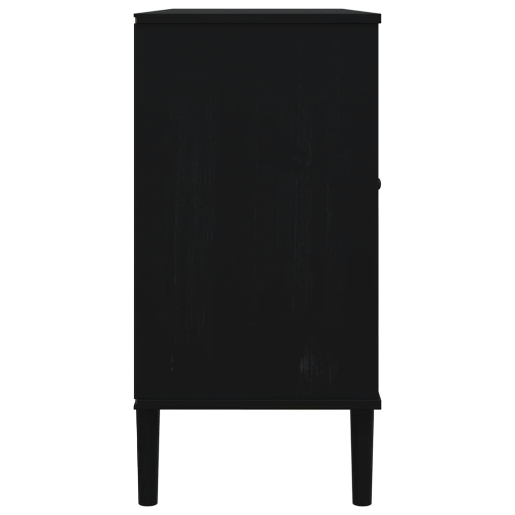 Credenza SENJA Aspetto Rattan Nero 112x40x80 cm Massello Pino 358027