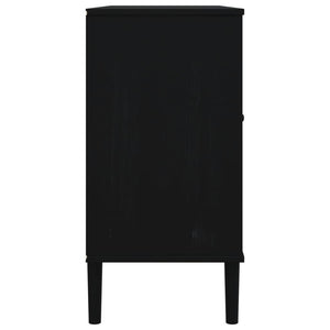 Credenza SENJA Aspetto Rattan Nero 112x40x80 cm Massello Pino 358027