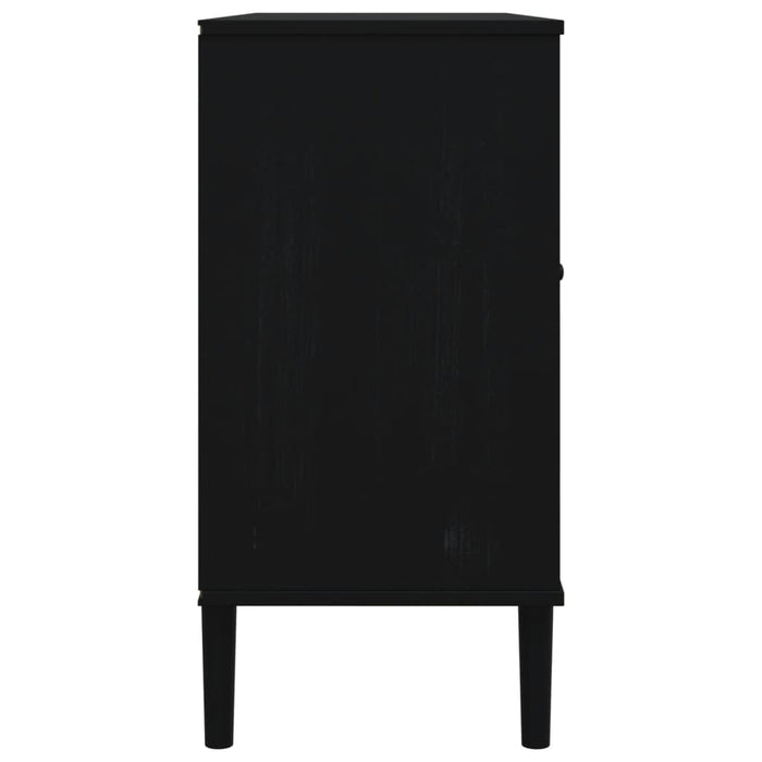 Credenza SENJA Aspetto Rattan Nero 112x40x80 cm Massello Pino 358027