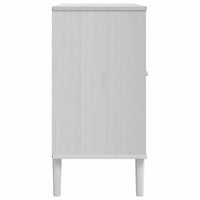 Credenza SENJA Aspetto Rattan Bianco 112x40x80 cm Massello Pino 358029