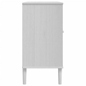 Credenza SENJA Aspetto Rattan Bianco 112x40x80 cm Massello Pino 358029