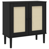 Credenza SENJA Aspetto Rattan Nero 80x35x80 cm Massello Pinocod mxl 108275