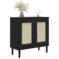 Credenza SENJA Aspetto Rattan Nero 80x35x80 cm Massello Pino 358033