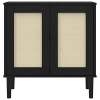 Credenza SENJA Aspetto Rattan Nero 80x35x80 cm Massello Pino 358033