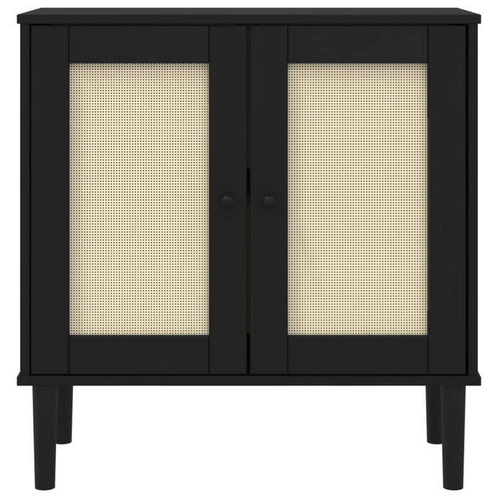 Credenza SENJA Aspetto Rattan Nero 80x35x80 cm Massello Pino 358033