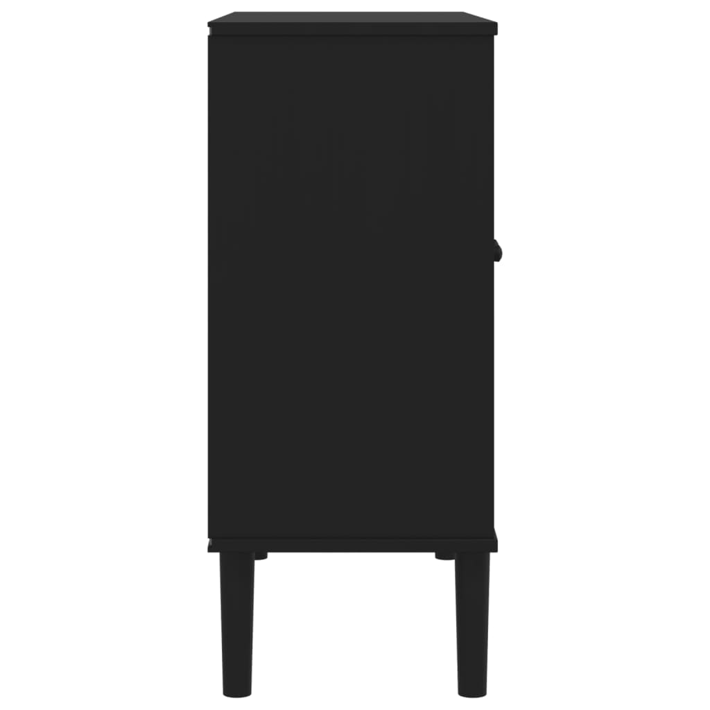 Credenza SENJA Aspetto Rattan Nero 80x35x80 cm Massello Pino 358033