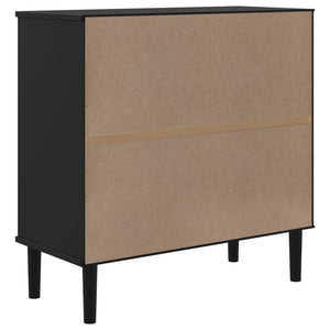 Credenza SENJA Aspetto Rattan Nero 80x35x80 cm Massello Pino 358033