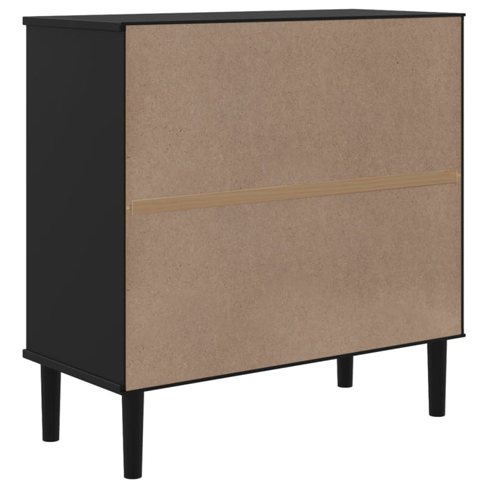 Credenza SENJA Aspetto Rattan Nero 80x35x80 cm Massello Pino 358033