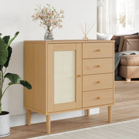 Credenza SENJA Aspetto Rattan Marrone 80x40x80 cm Massello Pino 358037