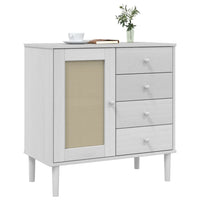 Credenza SENJA Aspetto Rattan Bianco 80x40x80 cm Massello Pino 358038