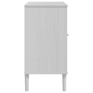 Credenza-Buffet-Armadio da cucina SENJA Aspetto Rattan Bianco 80x40x80 cm Massello Pino 546180