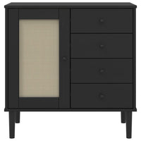 Credenza SENJA Aspetto Rattan Nero 80x40x80 cm Massello Pino 358039