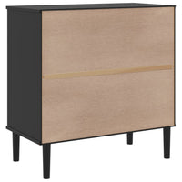 Credenza SENJA Aspetto Rattan Nero 80x40x80 cm Massello Pino 358039